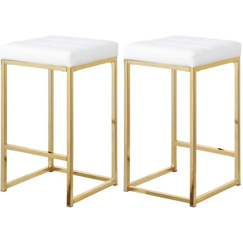 Image 1 of 8.. Meridian Furniture Nicola 26.5"H Leather Counter Stool in White