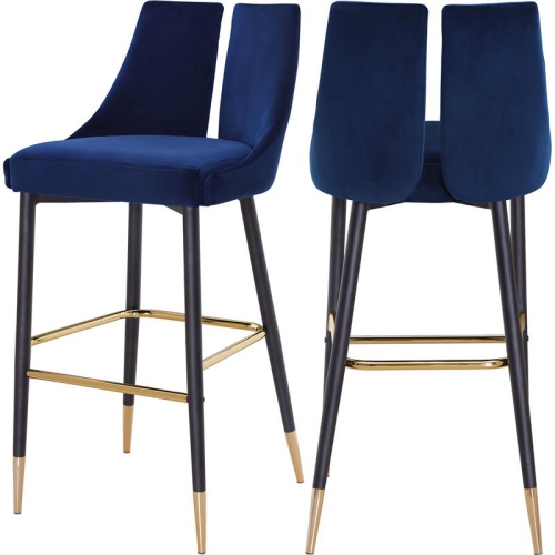 MERIDIAN FURNITURE  Sleek Velvet Stool (Set Of 2) In Navy