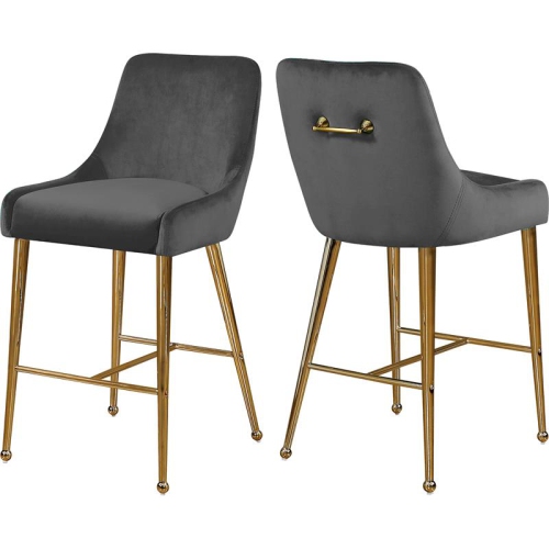 Image 1 of 8.. Meridian Furniture Owen 28"H Velvet Bar Stool in Gray