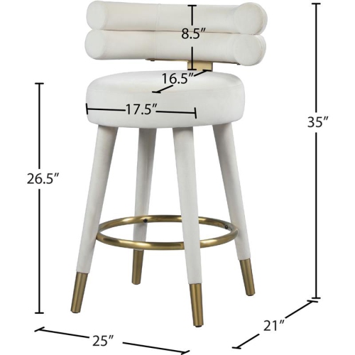 Meridian Furniture Fitzroy Cream Velvet Counter Stool