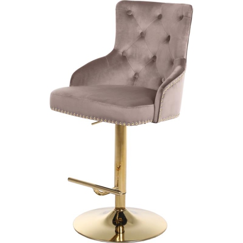 Image 1 de 6.. Tabouret ajustable en velours rose Claude de Meridian Furniture