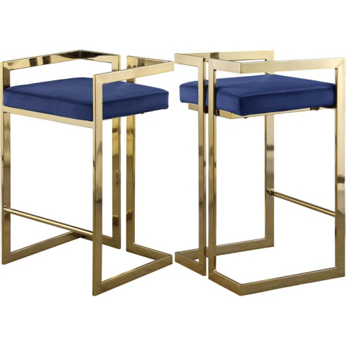 Image 1 of 7.. Meridian Furniture Ezra 27"H Velvet Counter Stool in Navy