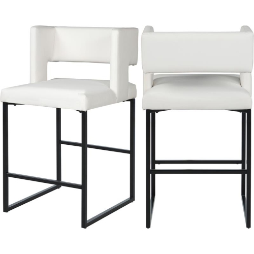 MERIDIAN FURNITURE  Caleb Faux Leather Counter Stool (Set Of 2) In White