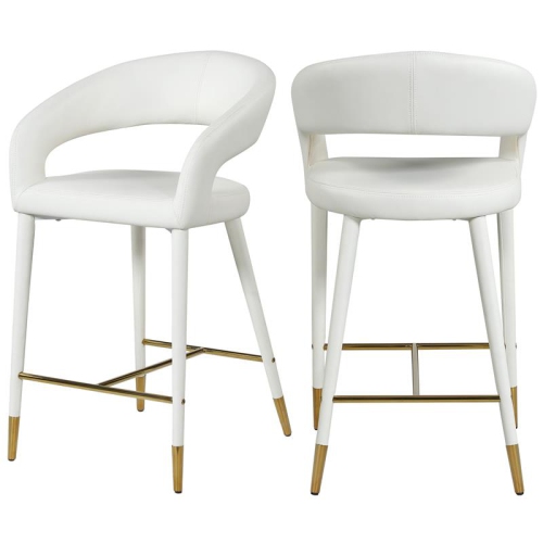 MERIDIAN FURNITURE  Destiny Off White Cream Faux Leather Stool