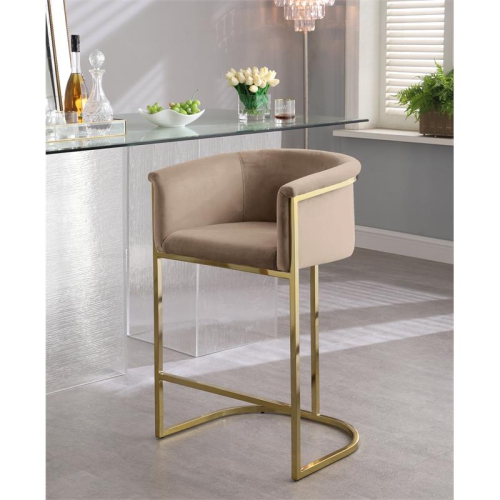 Meridian Furniture Donatella Beige Velvet Stool