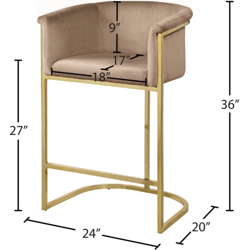 Meridian Furniture Donatella Beige Velvet Stool
