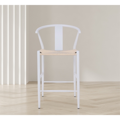 Meridian Furniture Beck Beige Hand Woven Rope Stool