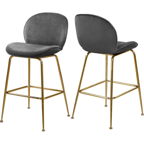 Image 1 de 8.. Tabouret de comptoir en velours gris de 26.5 po de haut Paris de Meridian Furniture