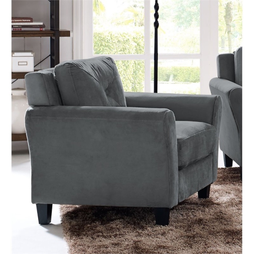 LifeStyle Solutions Harvard 2 Piece Loveseat and Accent Chair Set in Dark Gray