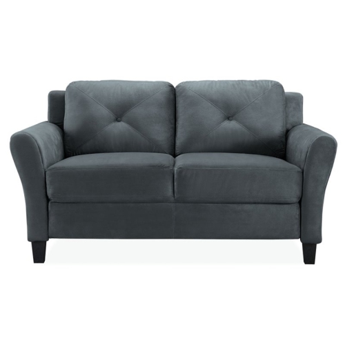 LifeStyle Solutions Harvard 2 Piece Loveseat and Accent Chair Set in Dark Gray
