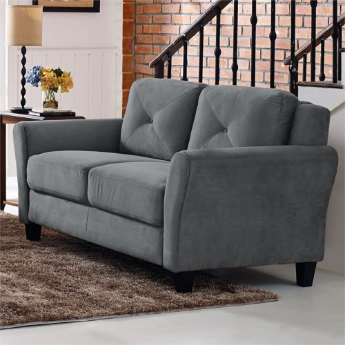 LifeStyle Solutions Harvard 2 Piece Loveseat and Accent Chair Set in Dark Gray