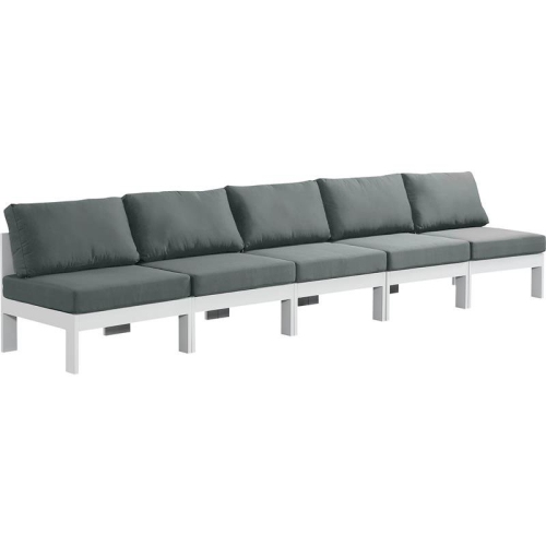 MERIDIAN FURNITURE  Nizuc Grey Fabric Outdoor Patio Modular Sofa