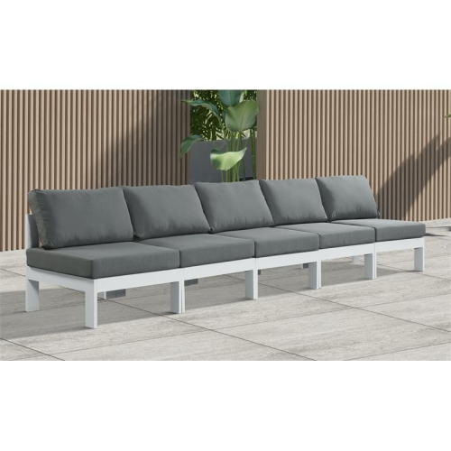 Meridian Furniture Nizuc Grey Fabric Outdoor Patio Modular Sofa