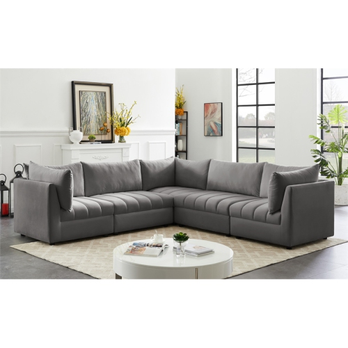 Meridian Furniture Jacob Grey Velvet Modular Sectional