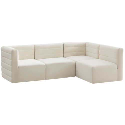 MERIDIAN FURNITURE  Quincy Cream Velvet Modular Sectional