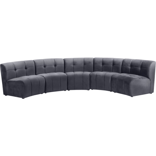 MERIDIAN FURNITURE  Limitless Gray Velvet Modular 5 Piece Sectional