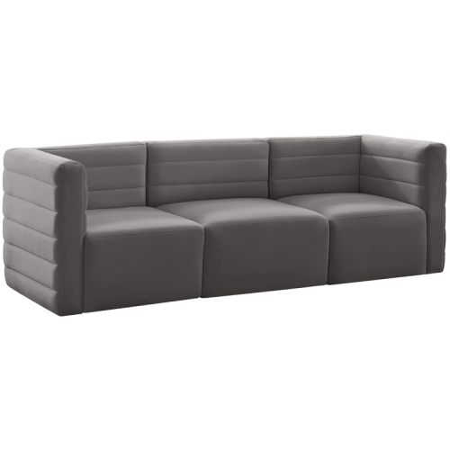 MERIDIAN FURNITURE  Quincy Velvet Modular Sofa In Grey