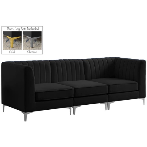 Meridian Furniture Alina Black Velvet Modular Sofa