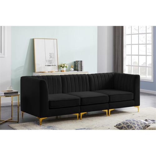 Meridian Furniture Alina Black Velvet Modular Sofa