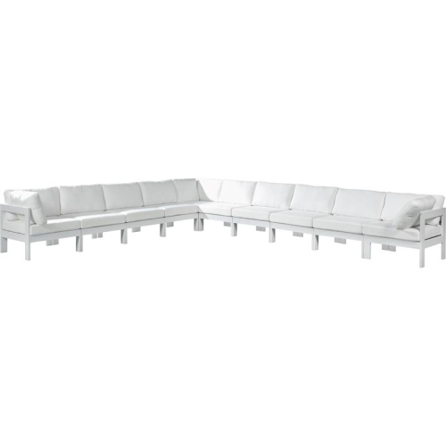 MERIDIAN FURNITURE  Nizuc White Fabric Outdoor Patio Modular Sectional