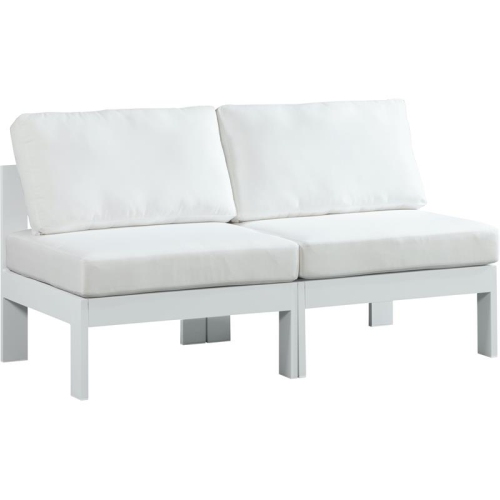 MERIDIAN FURNITURE  Nizuc White Fabric Outdoor Patio Modular Sofa