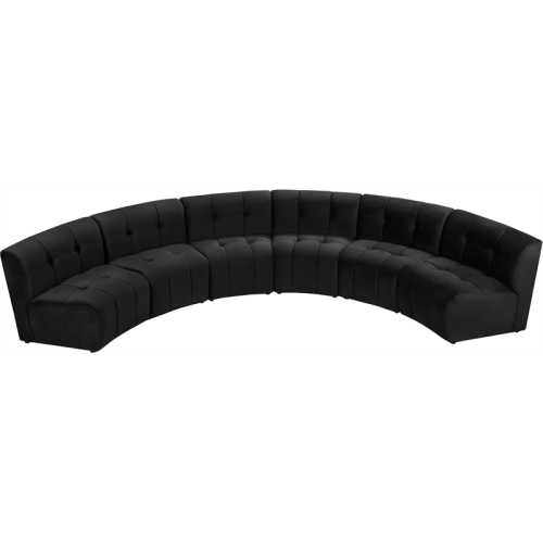 Meridian Furniture Limitless Black Velvet Modular 6 Piece Sectional