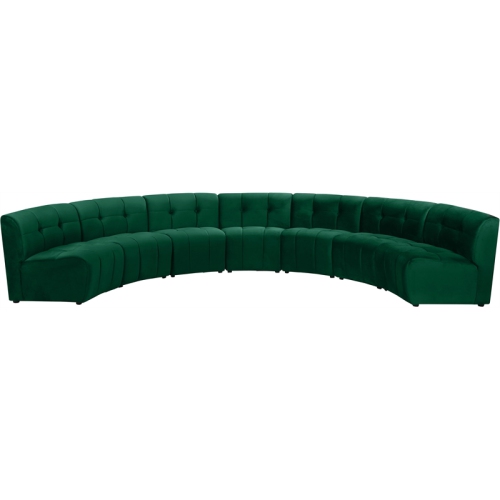 MERIDIAN FURNITURE  Limitless Green Velvet Modular 7 Piece Sectional