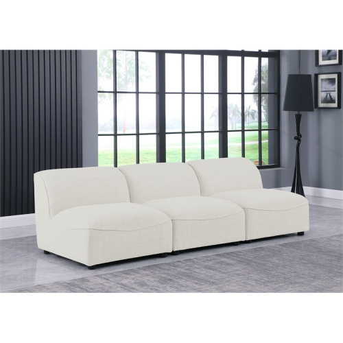 Meridian Furniture Miramar Cream Durable Linen Textured Modular Sofa