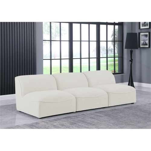 Meridian Furniture Miramar Cream Durable Linen Textured Modular Sofa