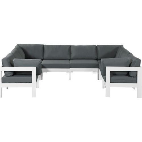 MERIDIAN FURNITURE  Nizuc Fabric Outdoor Patio Modular Sectional In Grey