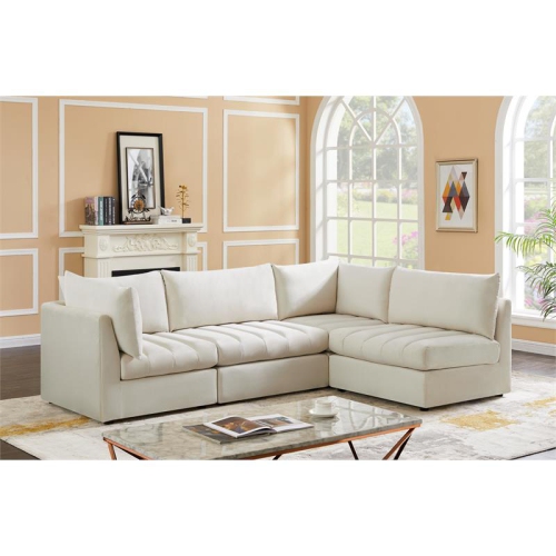 Meridian Furniture Jacob Cream Velvet Modular Sectional
