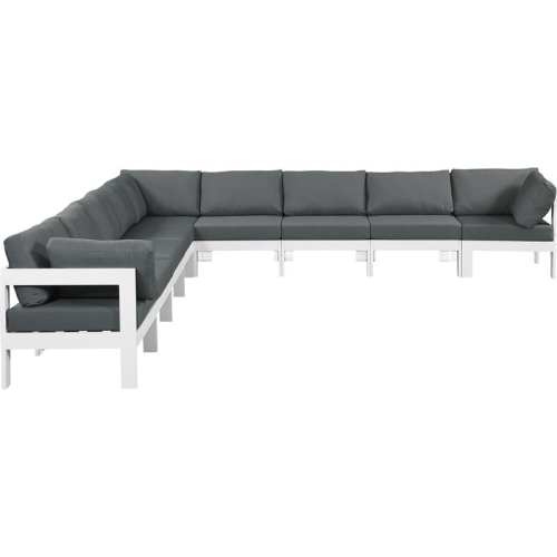 MERIDIAN FURNITURE  Nizuc Grey Fabric Outdoor Patio Modular Sectional