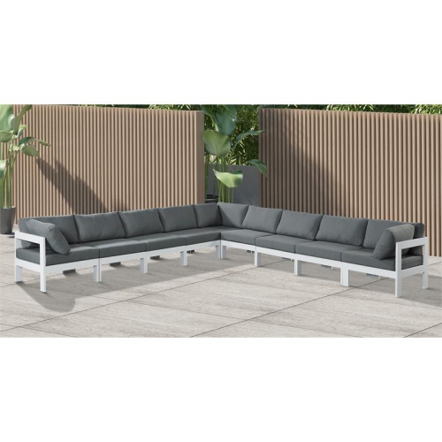 Meridian Furniture Nizuc Grey Fabric Outdoor Patio Modular Sectional