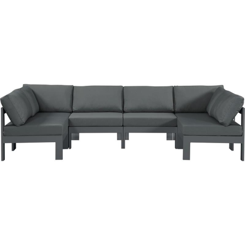 MERIDIAN FURNITURE  Nizuc Fabric Outdoor Patio Modular Sectional In Grey