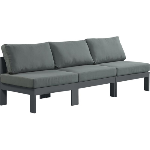 MERIDIAN FURNITURE  Nizuc Grey Fabric Outdoor Patio Modular Sofa