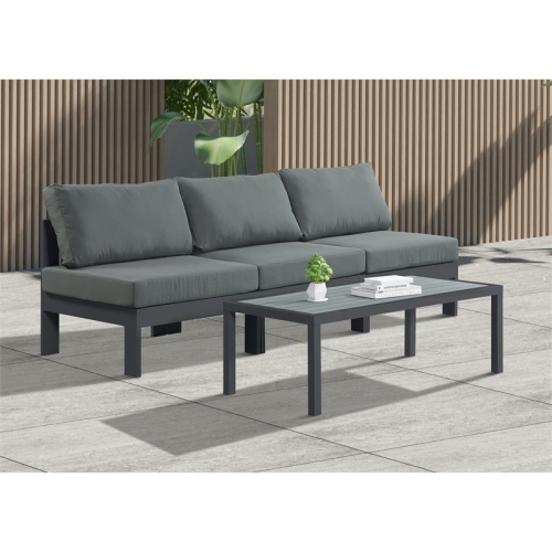 Meridian Furniture Nizuc Grey Fabric Outdoor Patio Modular Sofa