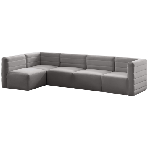 MERIDIAN FURNITURE  Quincy Velvet Modular Sectional In Grey