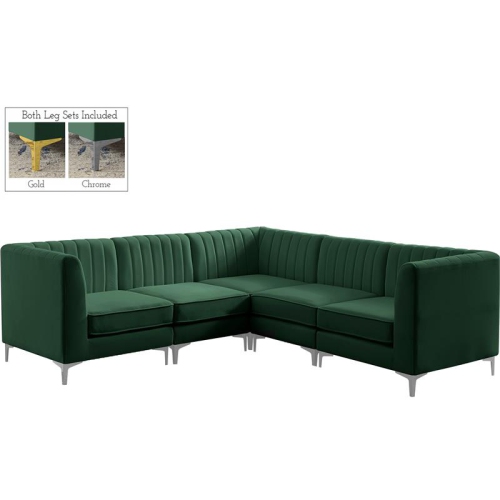 Meridian Furniture Alina Green Velvet Modular Sectional