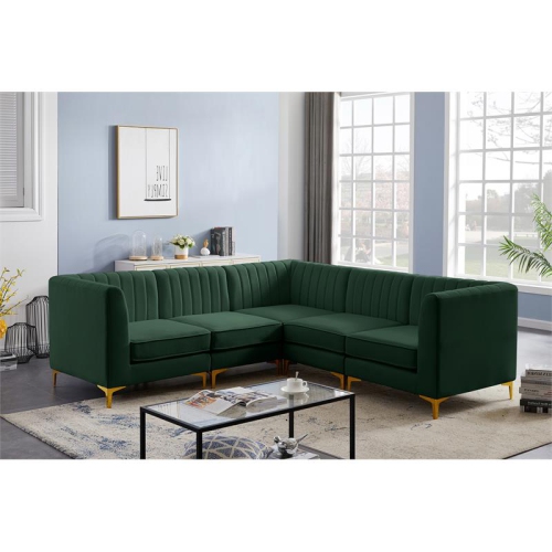 Meridian Furniture Alina Green Velvet Modular Sectional