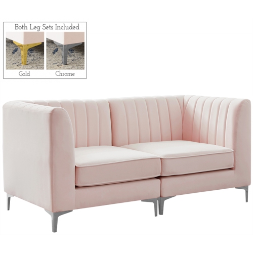 Meridian Furniture Alina Pink Velvet Modular Sectional