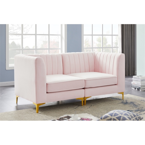 Meridian Furniture Alina Pink Velvet Modular Sectional