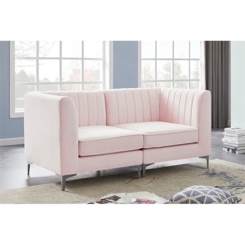 Meridian Furniture Alina Pink Velvet Modular Sectional