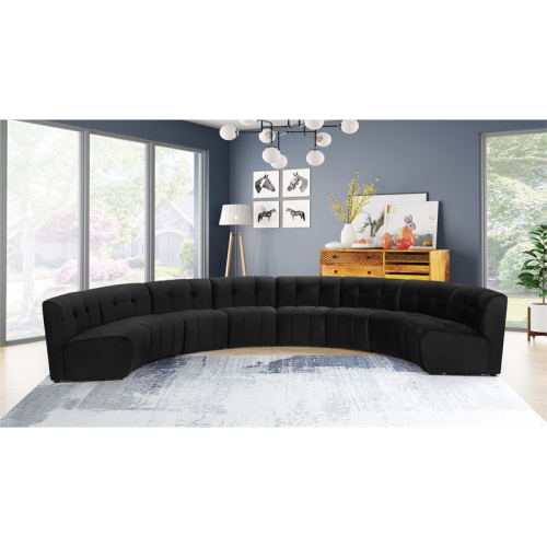Meridian Furniture Limitless Black Velvet Modular 8 Piece Sectional
