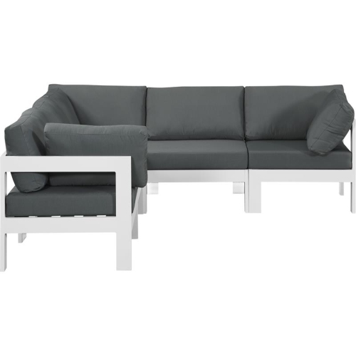 MERIDIAN FURNITURE  Nizuc Grey Fabric Outdoor Patio Modular Sectional