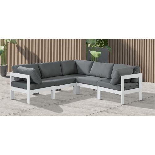 Meridian Furniture Nizuc Grey Fabric Outdoor Patio Modular Sectional