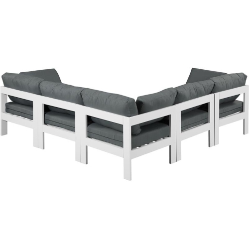 Meridian Furniture Nizuc Grey Fabric Outdoor Patio Modular Sectional