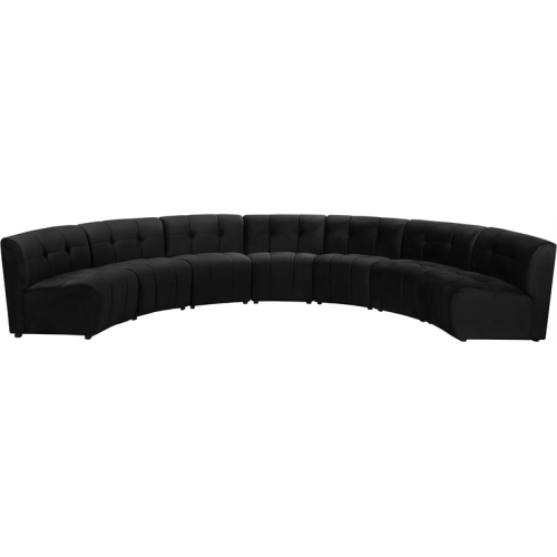 MERIDIAN FURNITURE  Limitless Velvet Modular 7 Piece Sectional In Black