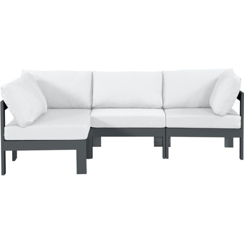 MERIDIAN FURNITURE  Nizuc White Fabric Outdoor Patio Modular Sectional