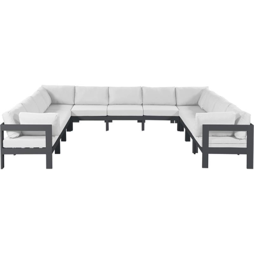 MERIDIAN FURNITURE  Nizuc White Fabric Outdoor Patio Modular Sectional