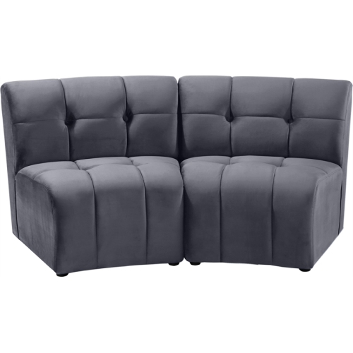MERIDIAN FURNITURE  Limitless Velvet Modular Loveseat In Gray